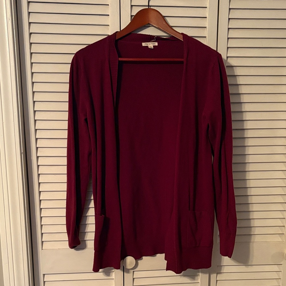 Chic Burgundy Open Front Cardigan